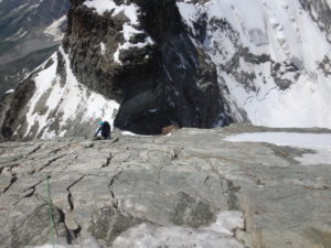 premières difficulté sous le refuge Carrel